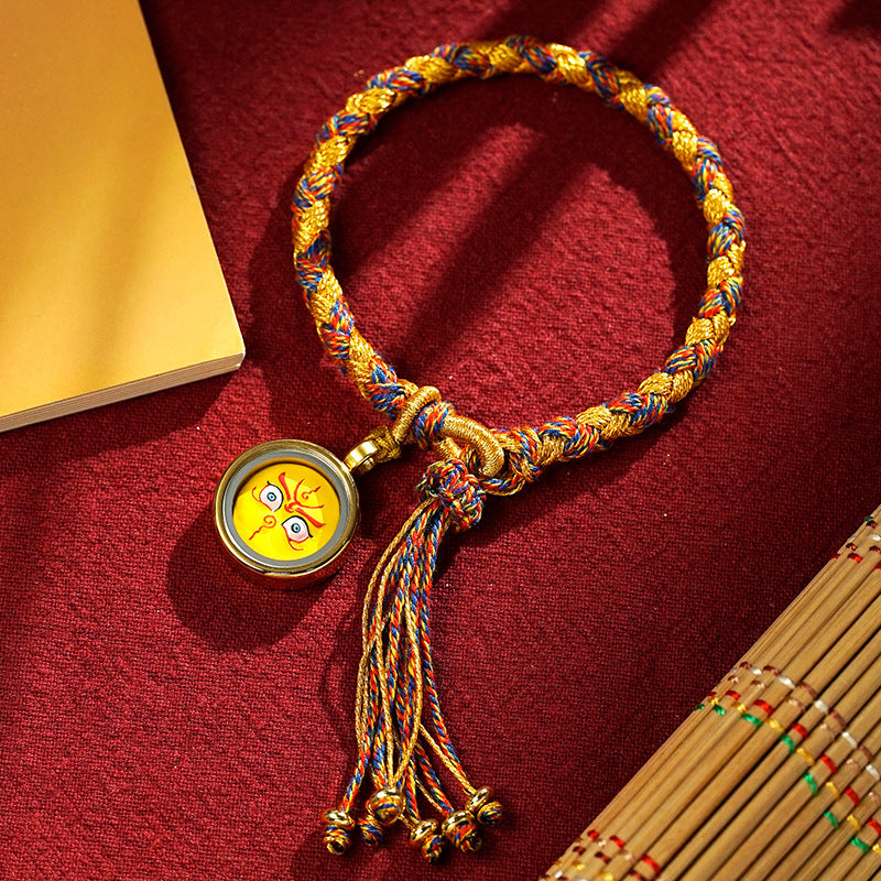 Pulsera trenzada de la suerte con cuerda a escala de dragón, cinco dioses tibetanos hechos a mano con Buddha Stones