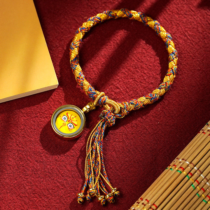 Pulsera trenzada de la suerte con cuerda a escala de dragón, cinco dioses tibetanos hechos a mano con Buddha Stones