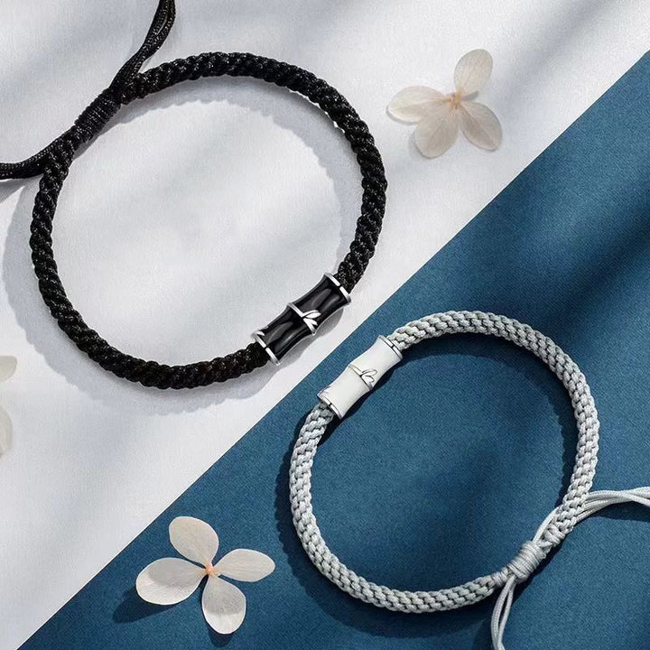 Pulsera de cuerda de pareja curativa con patrón de bambú de Buddha Stones