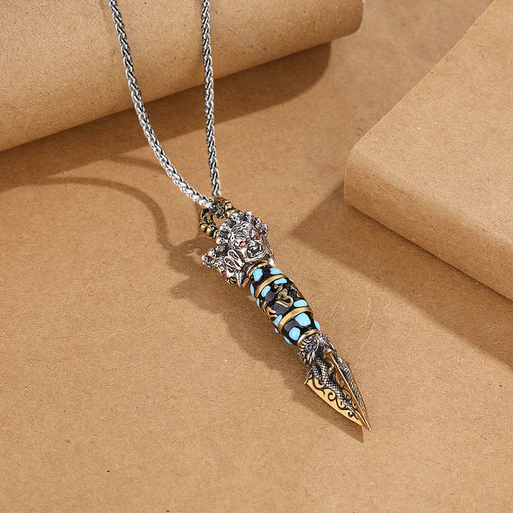 Buddha Stones Tíbet Om Mani Padme Hum Dzi cuenta Dorje Vajra patrón riqueza colgante de collar giratorio - image 9