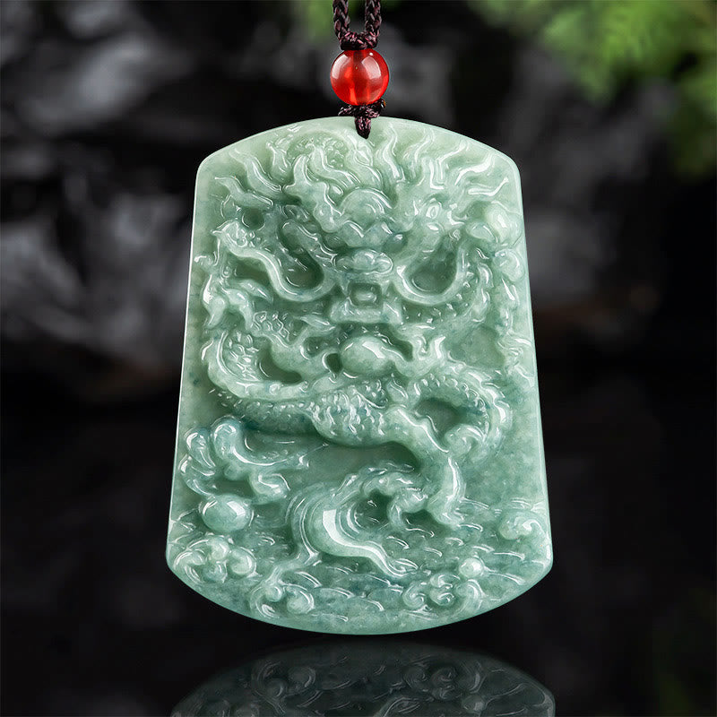 Buddha Stones Natural Jade Zodíaco Chino Dragón Mar Suerte Cadena Collar Colgante - Jade (Prosperidad♥Abundancia) - image 1