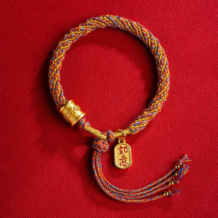 Pulsera trenzada con dije auspicioso de Om Mani Padme Hum tibetano multicolor hecho a mano con Buddha Stones