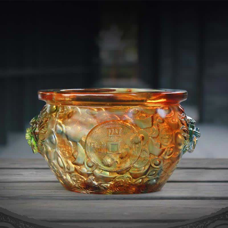 Pieza de arte hecha a mano de Liuli Crystal Treasure Bowl para decoración del hogar