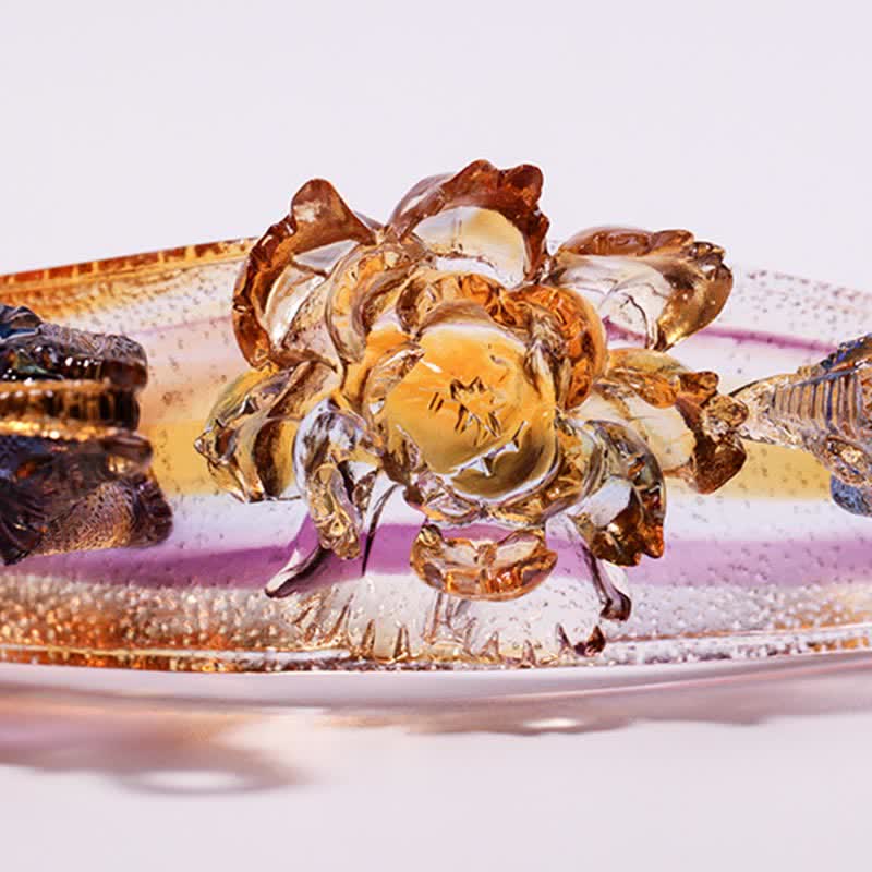 Decoración del hogar hecha a mano de Liuli Crystal Ruyi Elephant Art Piece con base de cristal