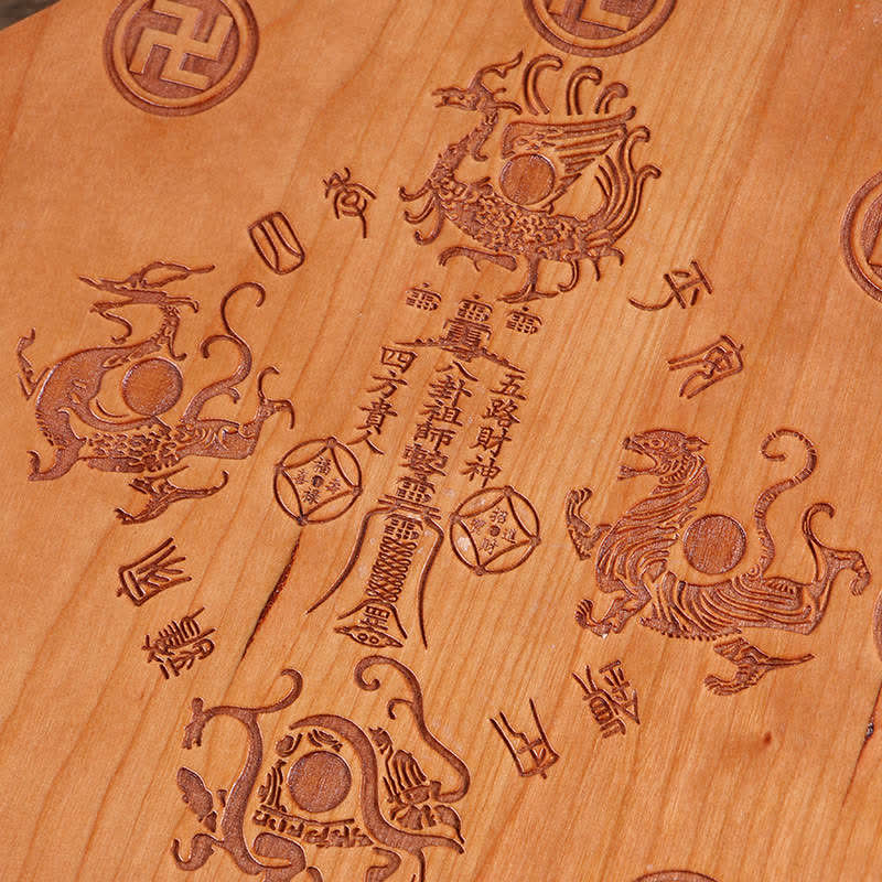 Feng Shui Bagua Mapa Madera de Durazno Monedas de Cinco Emperadores Equilibrio de Nudos Chinos Espejo de Mapa de Energía