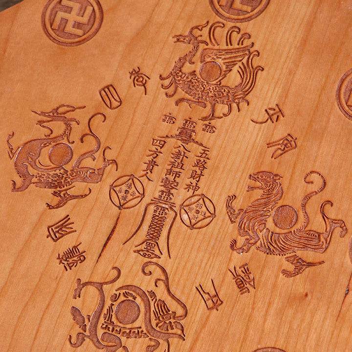 Feng Shui Bagua Mapa Madera de Durazno Monedas de Cinco Emperadores Equilibrio de Nudos Chinos Espejo de Mapa de Energía
