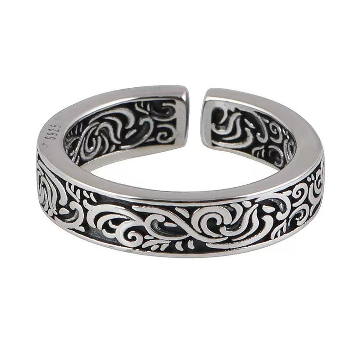 Anillo ajustable de cobre con diseño de flores de la dinastía Tang de Buddha Stones