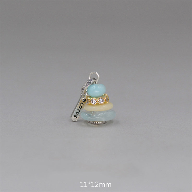 Collar con Buddha Stones Zen Cairn Labradorita con varios cristales - Colgante de amazonita, topacio y aguamarina de 11 x 12 mm - image 33