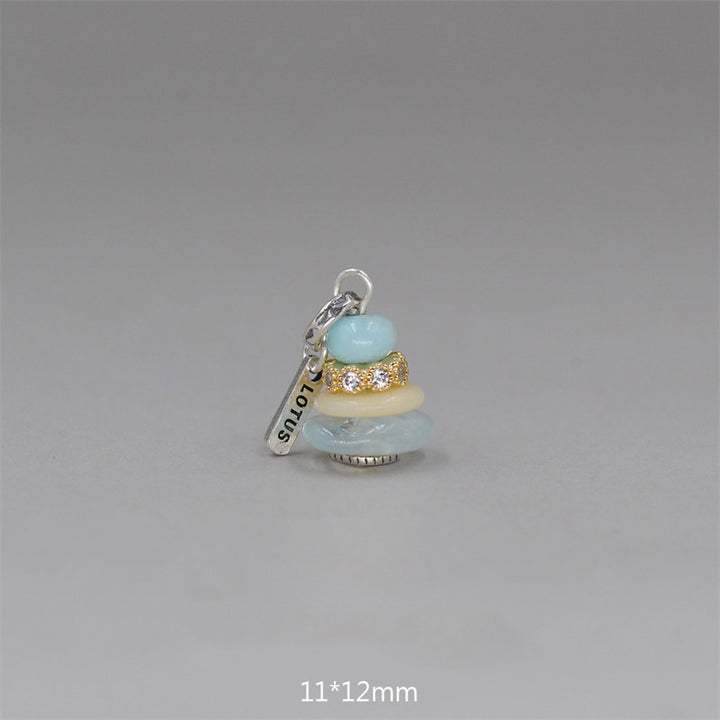 Collar con Buddha Stones Zen Cairn Labradorita con varios cristales - Colgante de amazonita, topacio y aguamarina de 11 x 12 mm - image 33