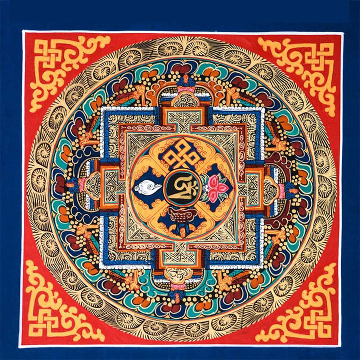 Caja ciega tibetana hecha a mano Thangka pintura bendición Thangka patrón de Color aleatorio