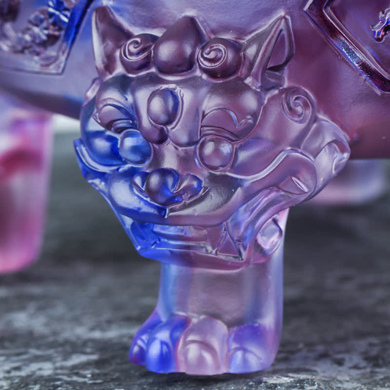 Buddha Stones Feng Shui dragón auspicioso hecho a mano Liuli cristal giratorio pieza de arte suerte decoración de la Oficina del hogar