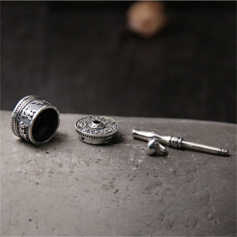 Collar con colgante giratorio de plata de ley 925 con rueda de oración Om Mani Padme Hum - image 6