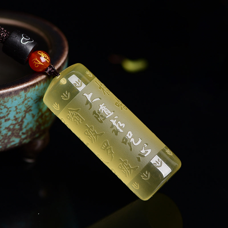 Colgante de collar de fuerza de felicidad de citrino de Sutra del corazón