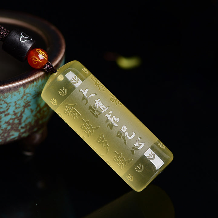 Colgante de collar de fuerza de felicidad de citrino de Sutra del corazón