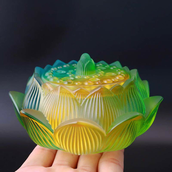 Quemador de incienso de meditación curativa de cristal Lotus Liuli