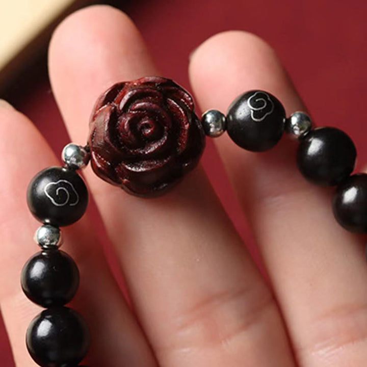 Pulsera De Calmante De Sándalo Rojo Hoja Pequeña De Buddha Stones - image 5