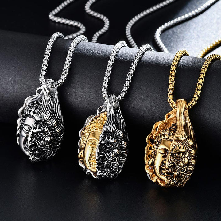 Collar Poderoso Buddha Stones Mitad Buda Mitad Diablo