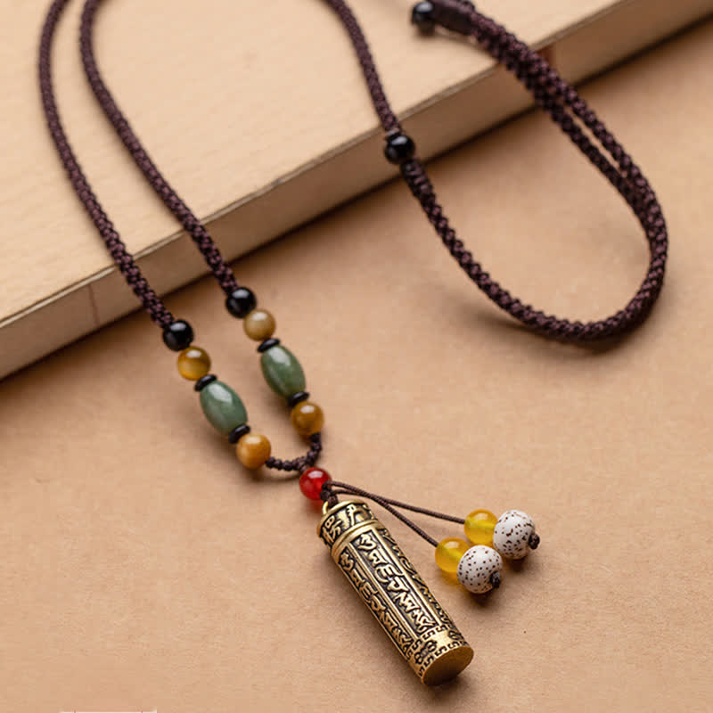 Buddhastoneshop Tibet Om Mani Padme Hum Ágata Shurangama Sutra Collar de protección colgante - image 14