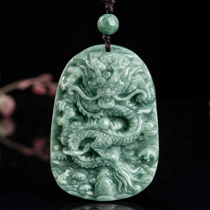 Buddha Stones Dragón del Zodíaco Chino Jade Collar de Prosperidad Colgante de Cadena de Cuentas - image 6