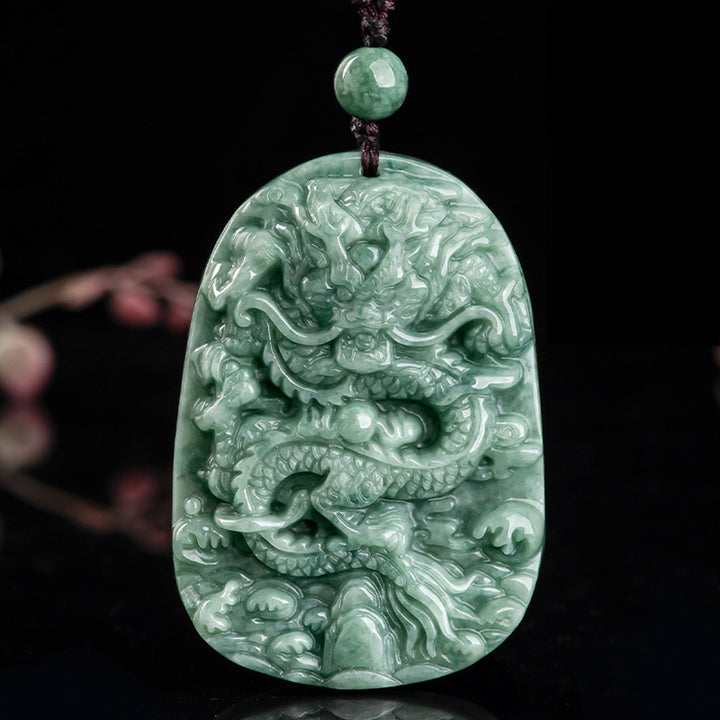 Buddha Stones Dragón del Zodíaco Chino Jade Collar de Prosperidad Colgante de Cadena de Cuentas - image 6