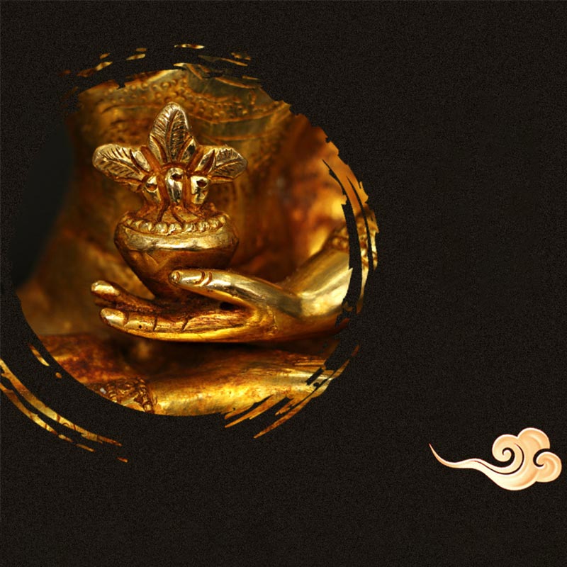 Estatua decorativa chapada en oro y cobre de la compasión del Buda de la medicina Shakyamuni
