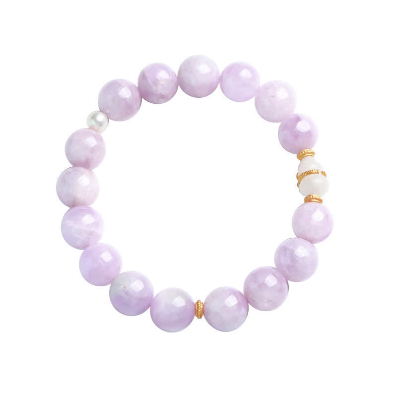 Kunzite Hetian White Jade Gourd Love Pulsera de crecimiento espiritual