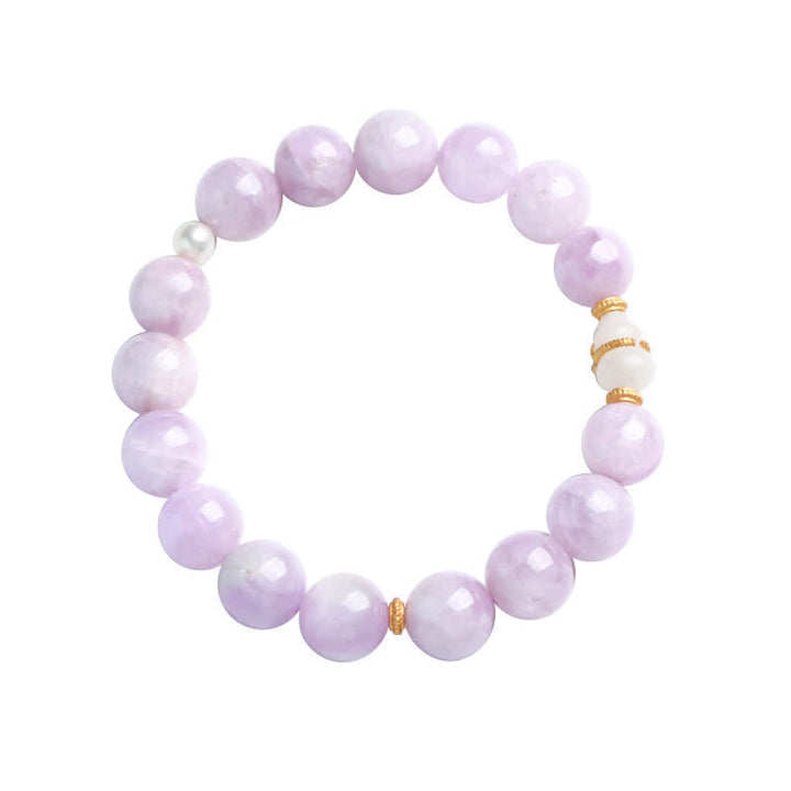 Kunzite Hetian White Jade Gourd Love Pulsera de crecimiento espiritual