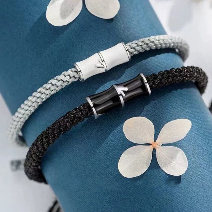 Pulsera de cuerda de pareja curativa con patrón de bambú de Buddha Stones