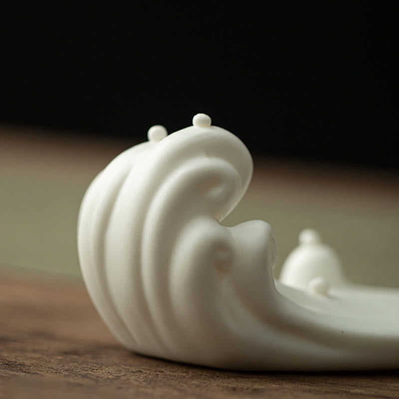 Quemador de incienso de cerámica con bendición de montaña, ola de mar, monje Buda, decoración