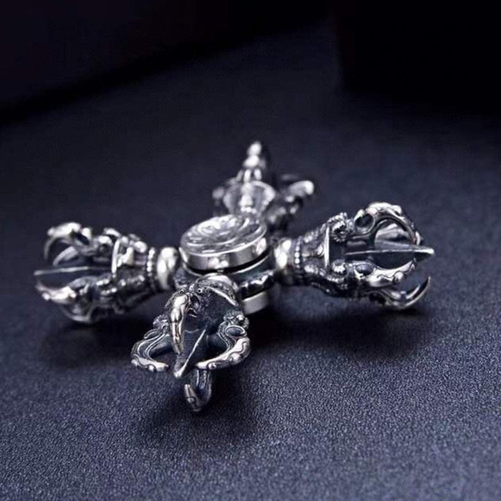 Colgante tibetano de plata de ley 925 con doble Dorje Vajra grabado poder espiritual