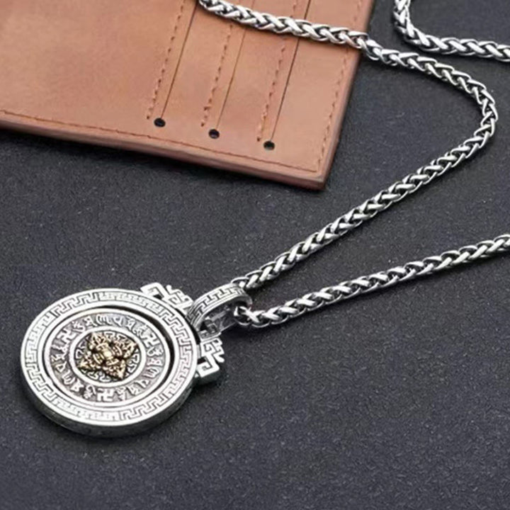 Colgante de collar de paz de pureza giratoria con Buddha Stones tibetanas Om Mani Padme Hum doble Dorje Vajra - image 13