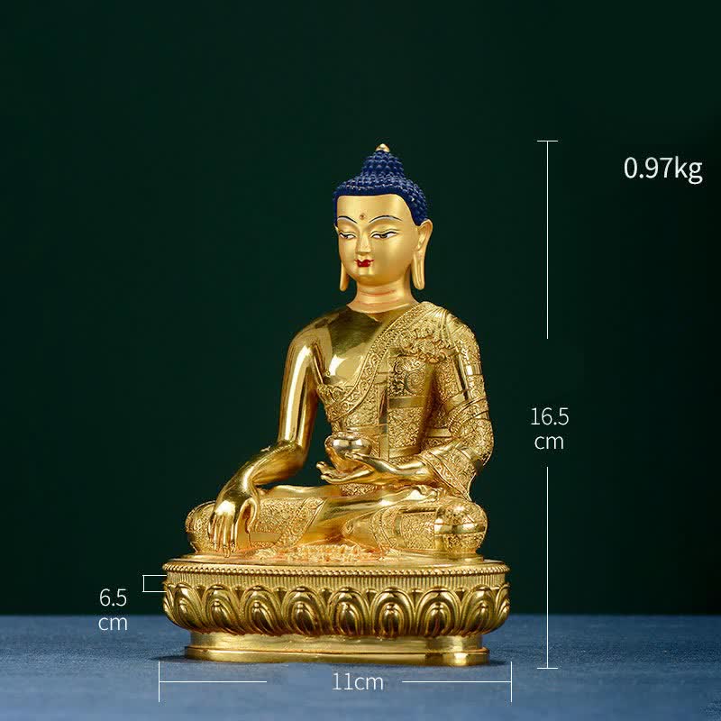Figura de Buda Shakyamuni, estatua de cobre de iluminación, decoración para el hogar
