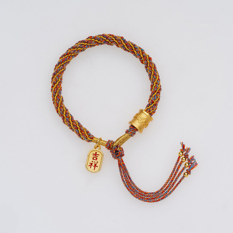 Pulsera trenzada con dije auspicioso de Om Mani Padme Hum tibetano multicolor hecho a mano con Buddha Stones