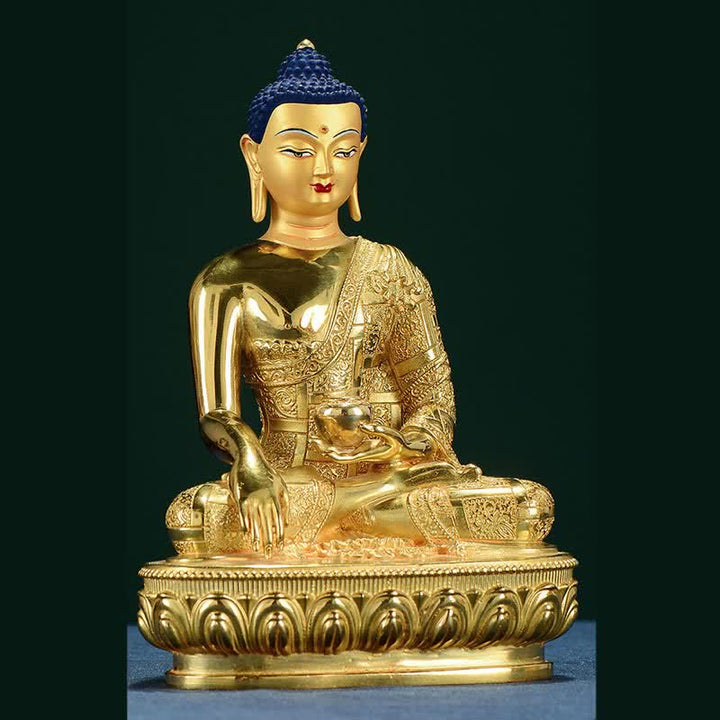 Figura de Buda Shakyamuni, estatua de cobre de iluminación, decoración para el hogar