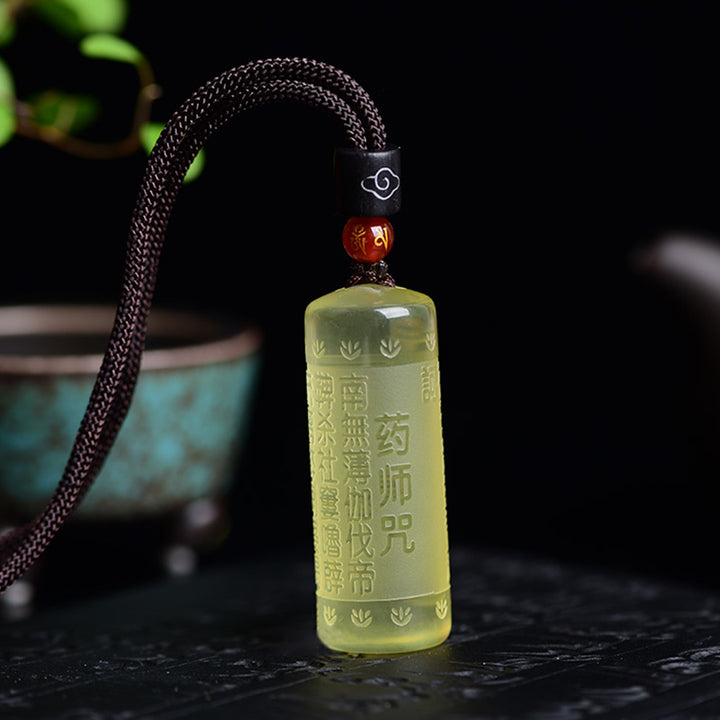 Colgante de collar de fuerza de felicidad de citrino de Sutra del corazón