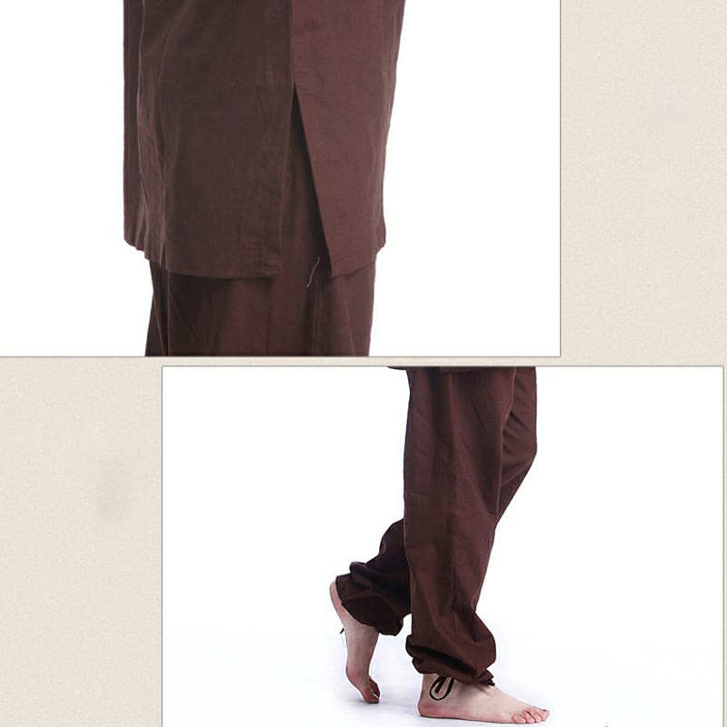 Conjunto de ropa de yoga para hombre con cuello en V, diseño de algodón y lino con Buddha Stones para meditación y oración - image 8