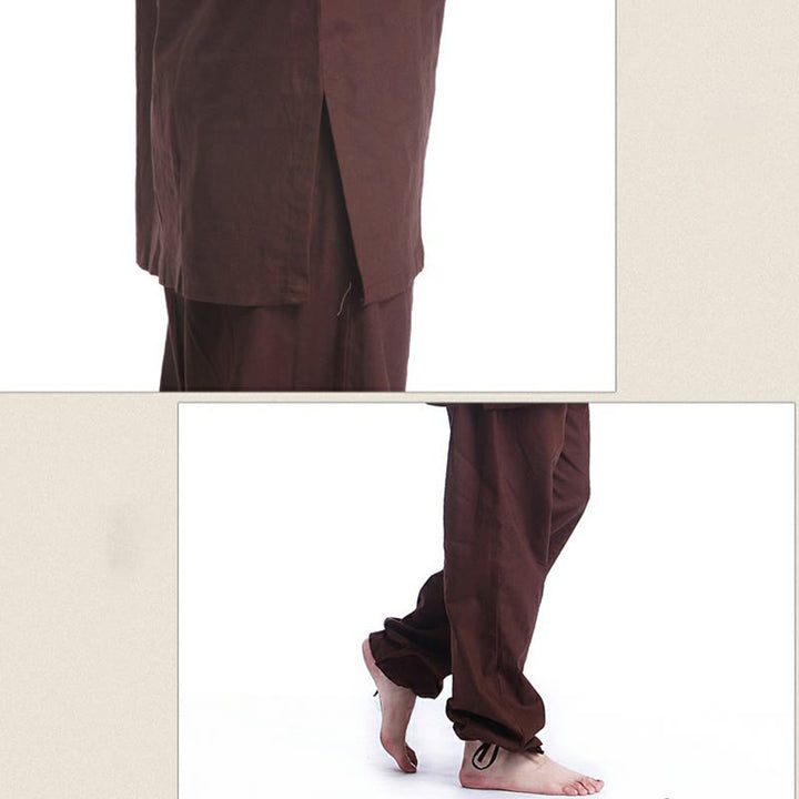 Conjunto de ropa de yoga para hombre con cuello en V, diseño de algodón y lino con Buddha Stones para meditación y oración - image 8