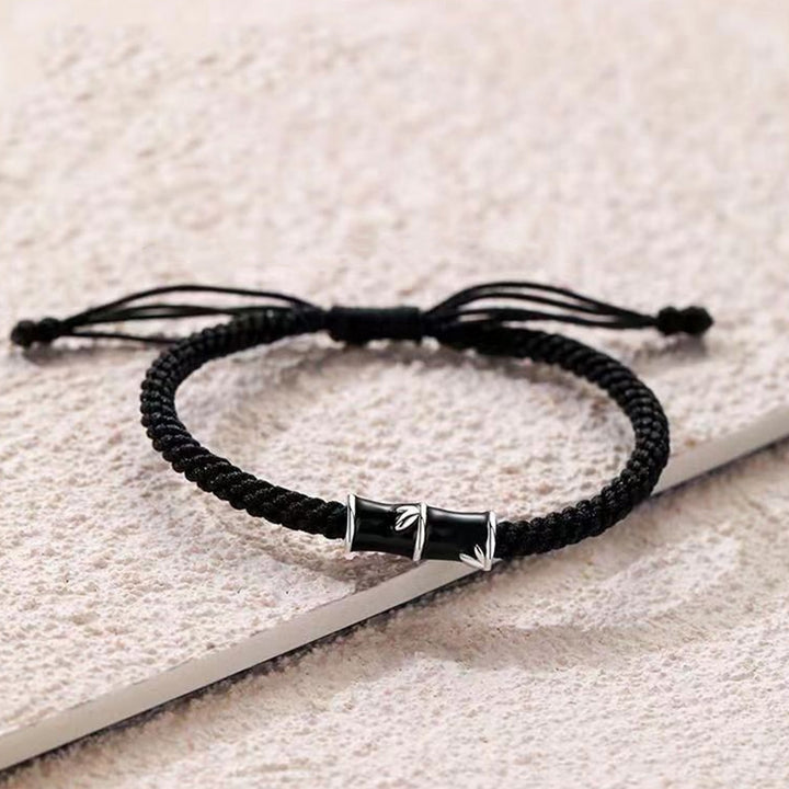 Pulsera de cuerda de pareja curativa con patrón de bambú de Buddha Stones