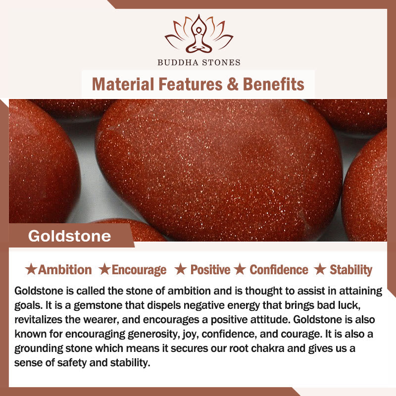 Buddha Stones 108 cuentas Mala Goldstone Om Mani Padme Hum esvástica pulsera de confianza