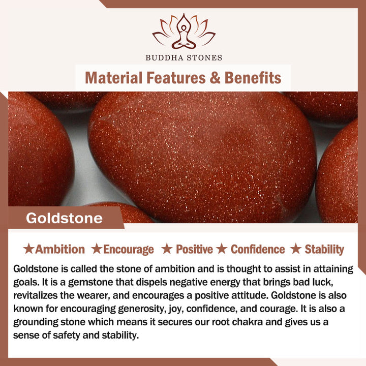 Buddha Stones 108 cuentas Mala Goldstone Om Mani Padme Hum esvástica pulsera de confianza