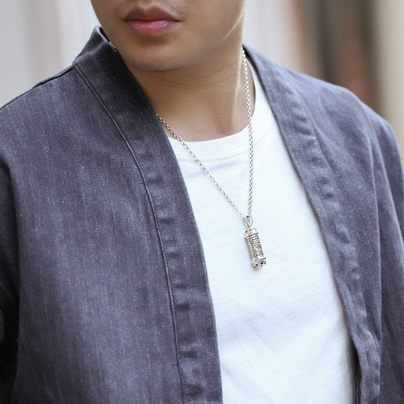 Colgante de collar de enfoque Om Mani Padme Hum tibetano con Buddha Stones - image 4