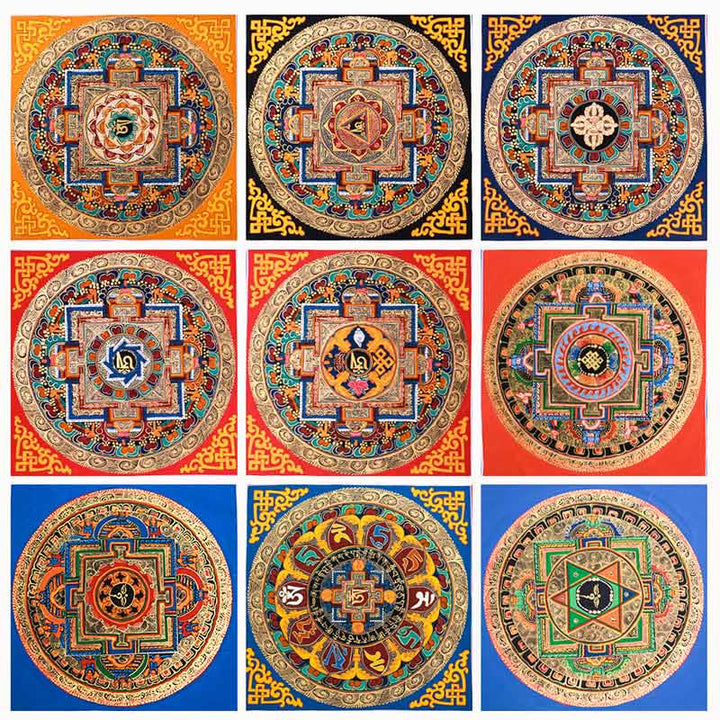 Caja ciega tibetana hecha a mano Thangka pintura bendición Thangka patrón de Color aleatorio