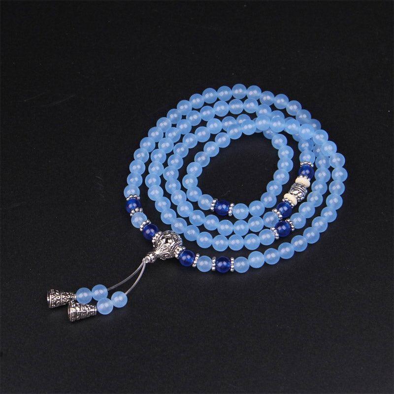 Pulsera curativa de cristal azul de 108 cuentas Mala