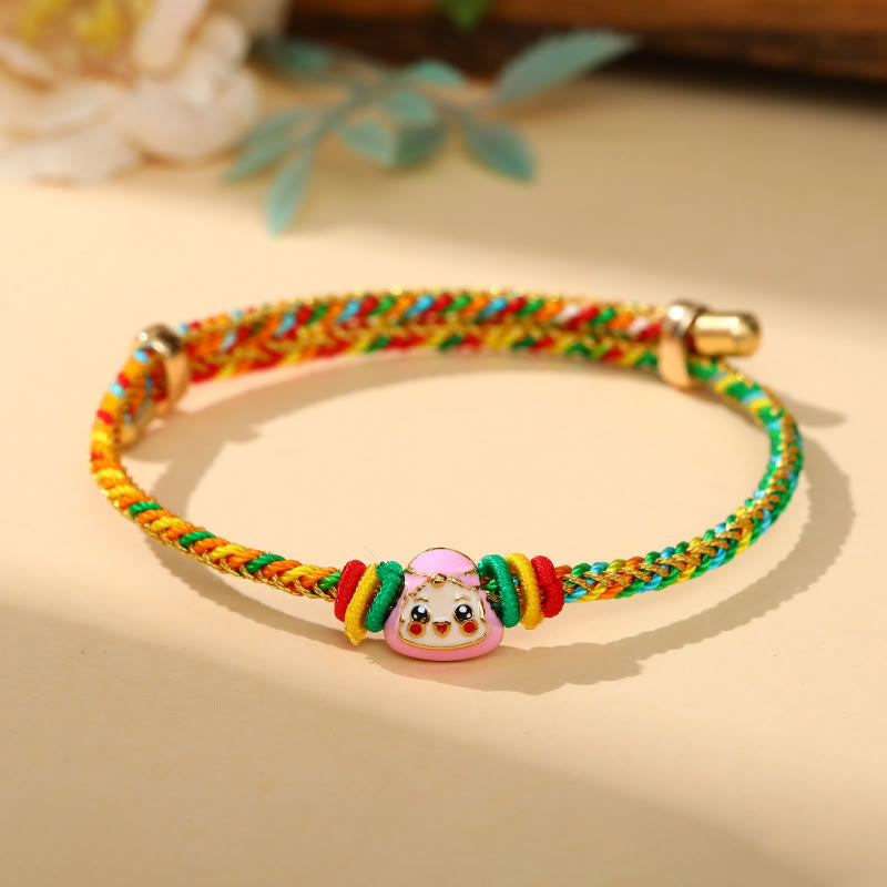 Pulsera hecha a mano para niños y adultos con diseño de Zongzi de cuerda colorida con Buddha Stones
