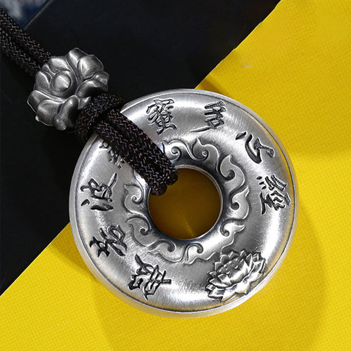 Colgante de plata de ley 999 con forma de corazón, Sutra, loto, hebilla de la paz - image 9