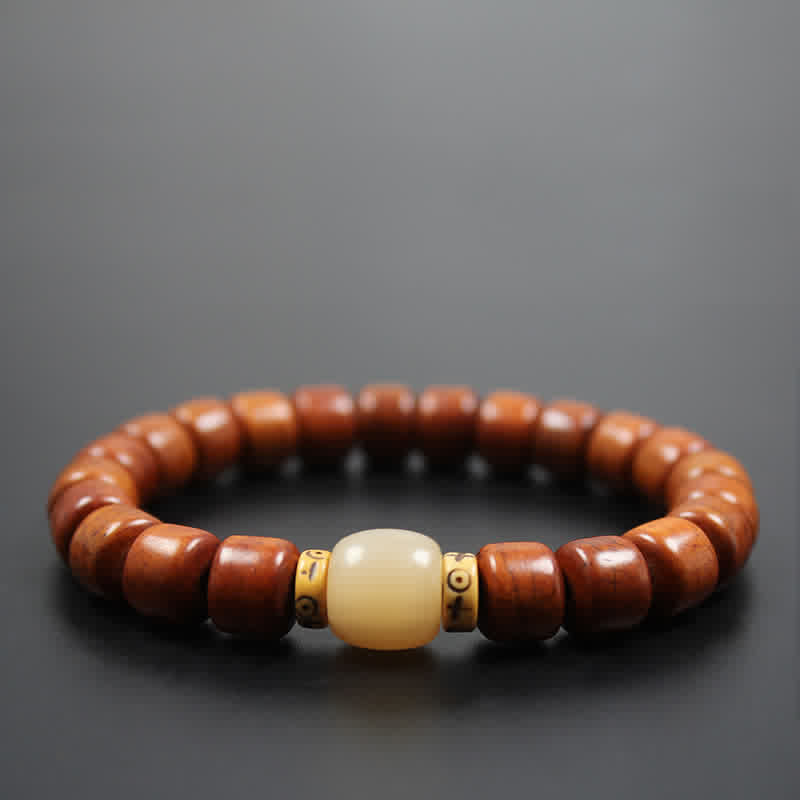 Pulsera de fuerza Om Mani Padme Hum con cuentas de hueso tibetano de piedras de Buddha Stones