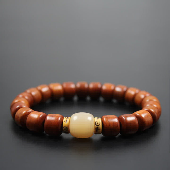 Pulsera de fuerza Om Mani Padme Hum con cuentas de hueso tibetano de piedras de Buddha Stones