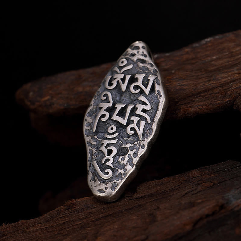 Colgante de plata de ley 925 tibetana con Buddha Stones Om Mani Padme Hum Dorje Vajra, colgante de fuerza grabado - image 15