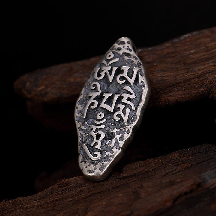 Colgante de plata de ley 925 tibetana con Buddha Stones Om Mani Padme Hum Dorje Vajra, colgante de fuerza grabado - image 15