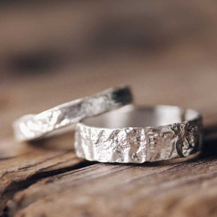 Anillo de pareja de bendición de diseño simple de plata de ley 925